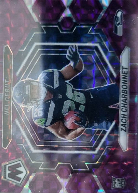 Zach Charbonnet 2023 Mosaic #ND-11 NFL Debut - Purple /49 Rookie RAW