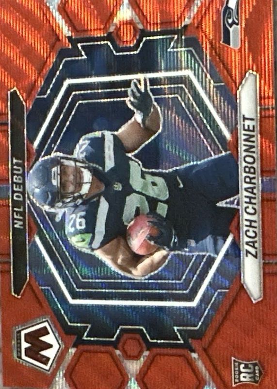 Zach Charbonnet 2023 Mosaic #ND-11 NFL Debut - Red Wave /9 Rookie PSA 10