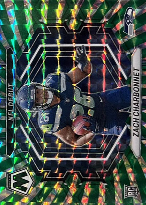 Zach Charbonnet 2023 Mosaic #ND-11 NFL Debut - Green Swirl /11 Rookie RAW