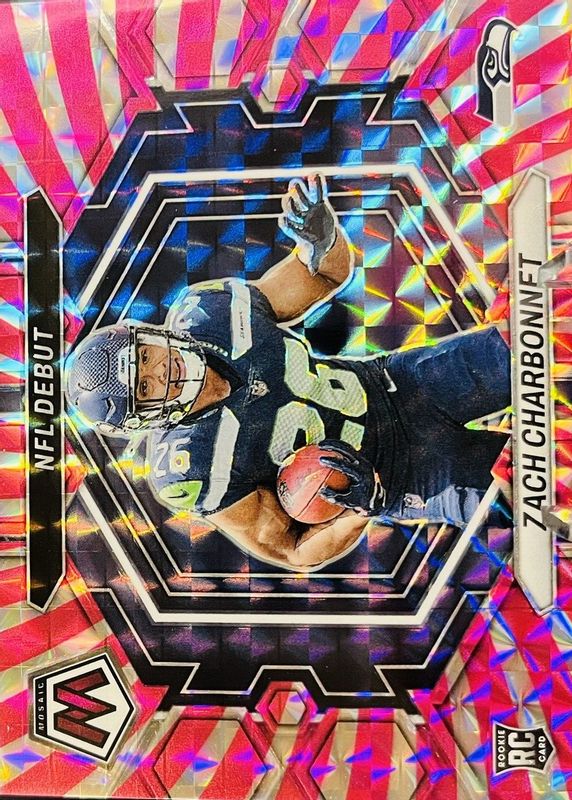 Zach Charbonnet 2023 Mosaic #ND-11 NFL Debut - Pink Swirl /11 Rookie RAW