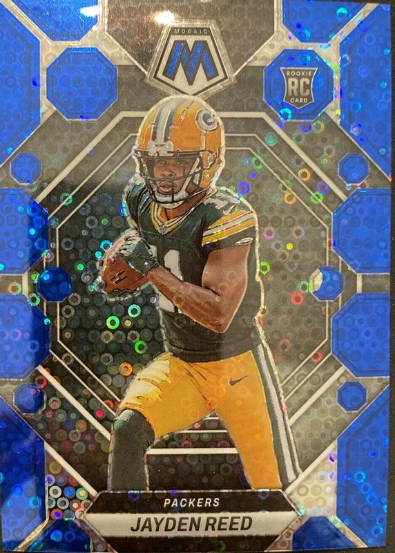 Jayden Reed 2023 Mosaic #333 No Huddle Blue /75 Rookie SGC 9.5