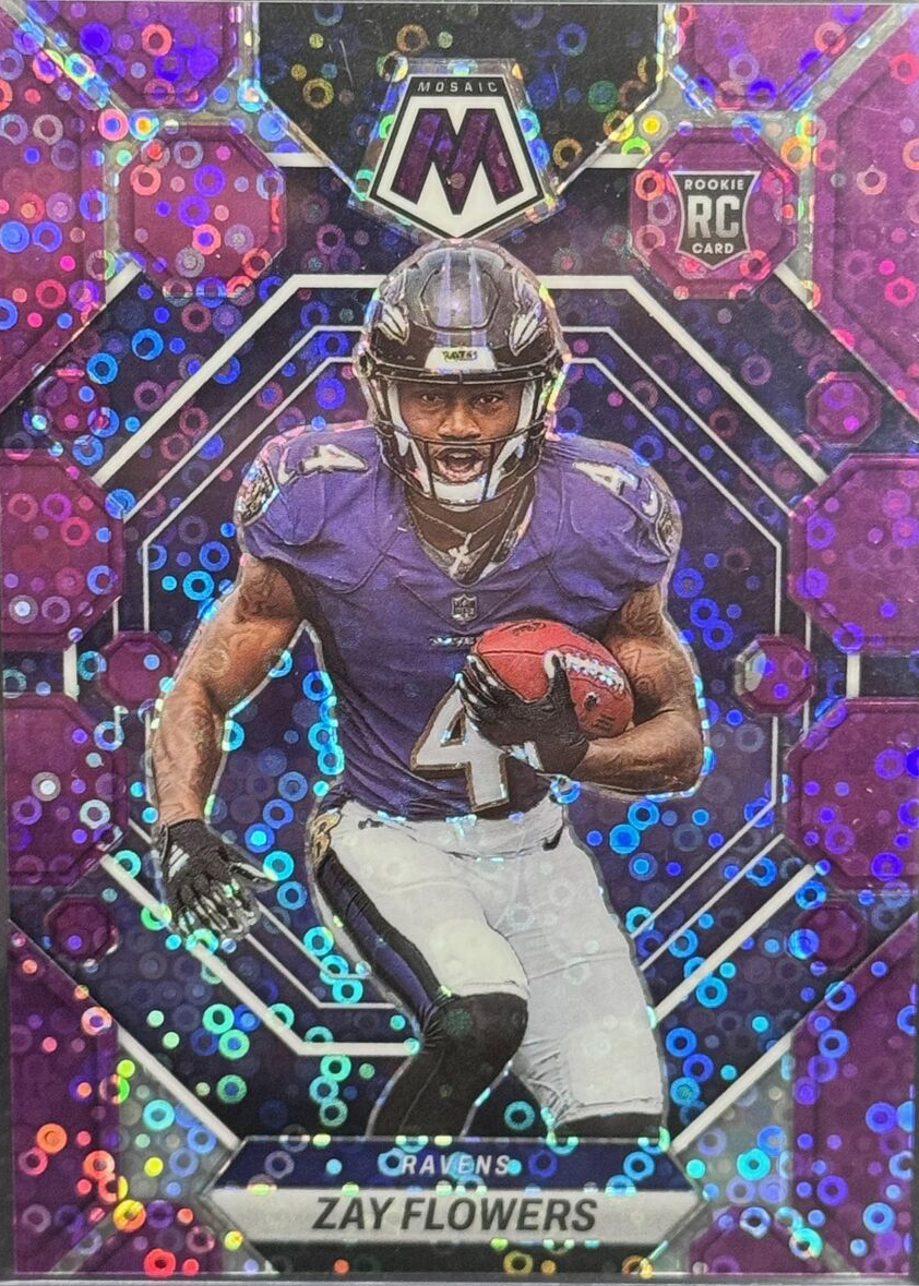 Zay Flowers 2023 Mosaic #380 No Huddle Purple /50 Price