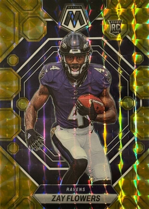 Zay Flowers 2023 Mosaic #380 Reactive Yellow Rookie RAW