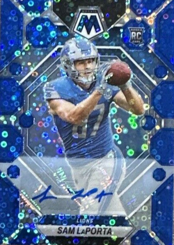 Sam LaPorta 2023 Mosaic #360 Rookie Autographs - No Huddle Blue PSA 9