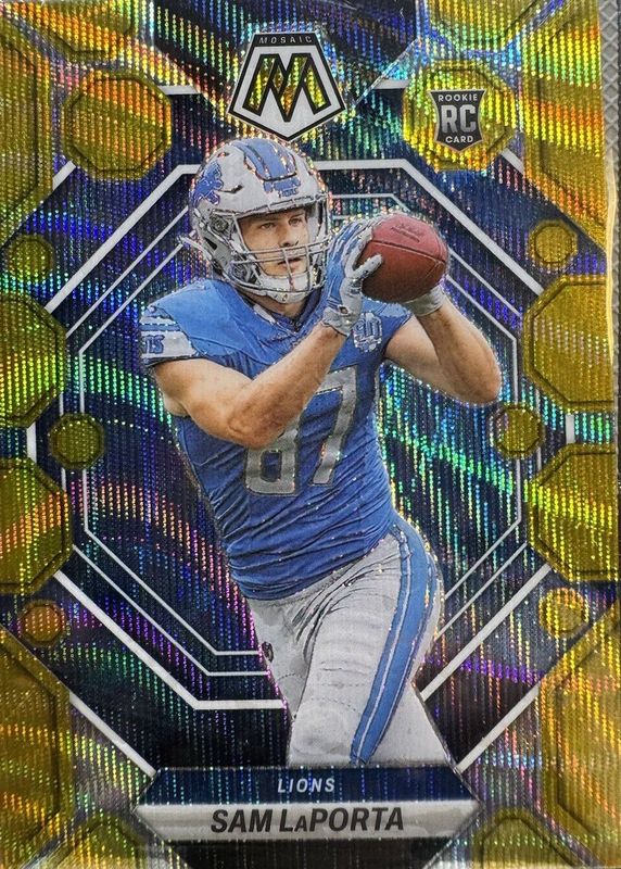 Sam LaPorta 2023 Mosaic #360 Gold Wave /17 Rookie PSA 10