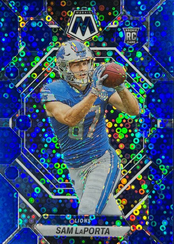 Sam LaPorta 2023 Mosaic #360 No Huddle Blue /75 Rookie PSA 10