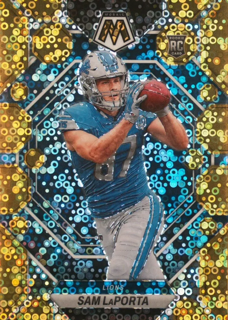 Sam LaPorta 2023 Mosaic #360 No Huddle Gold /10 Price Guide