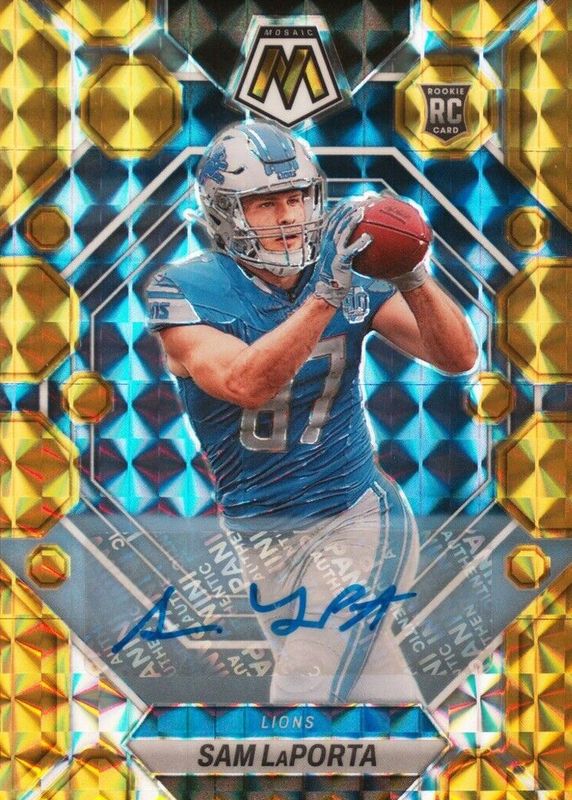 Sam LaPorta 2023 Mosaic #360 Rookie Autographs - Gold /10 RAW