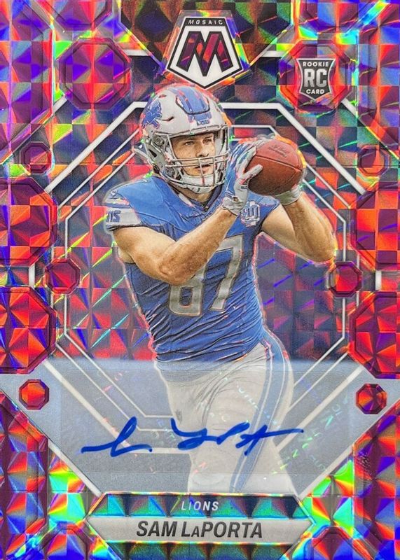 Sam LaPorta 2023 Mosaic #360 Rookie Autographs - Purple (/49) PSA 10