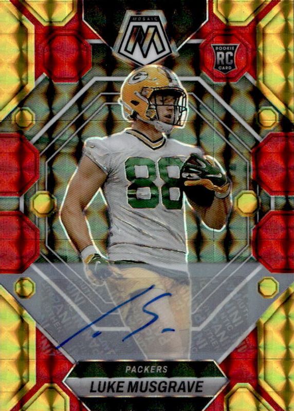 Luke Musgrave 2023 Mosaic #343 Rookie Autographs - Choice Fusion Red & Yellow RAW