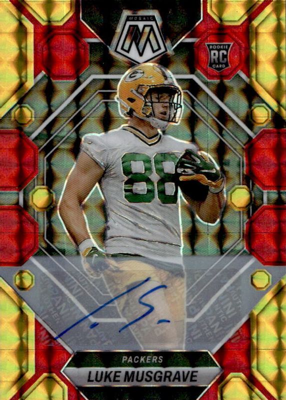 Luke Musgrave 2023 Mosaic #343 Rookie Autographs - Choice Fusion Red & Yellow PSA 10