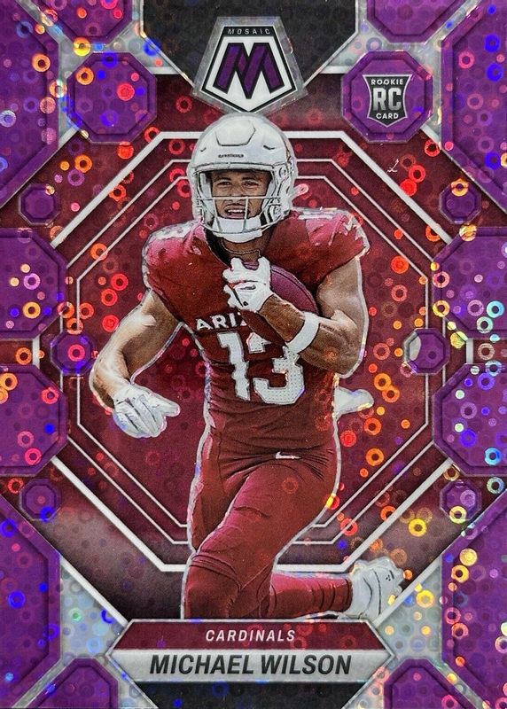 Michael Wilson 2023 Mosaic #350 No Huddle Purple /50 Rookie RAW