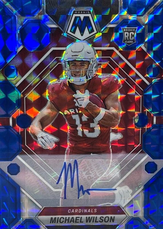 Michael Wilson 2023 Mosaic #350 Rookie Autographs - Blue (/99) RAW