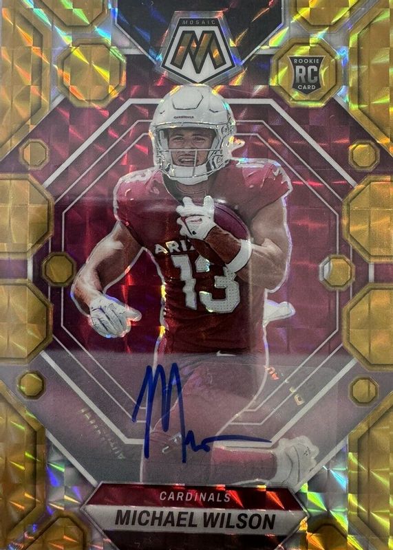 Michael Wilson 2023 Mosaic #350 Rookie Autographs - Gold /10 RAW