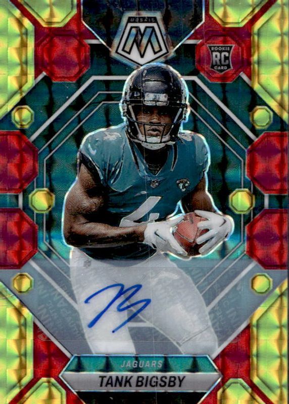 Tank Bigsby 2023 Mosaic #364 Rookie Autographs - Choice Fusion Red & Yellow Rookie SGC 10