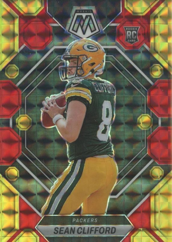 Sean Clifford 2023 Mosaic #361 Choice Fusion Red & Yellow /80 Rookie PSA 10