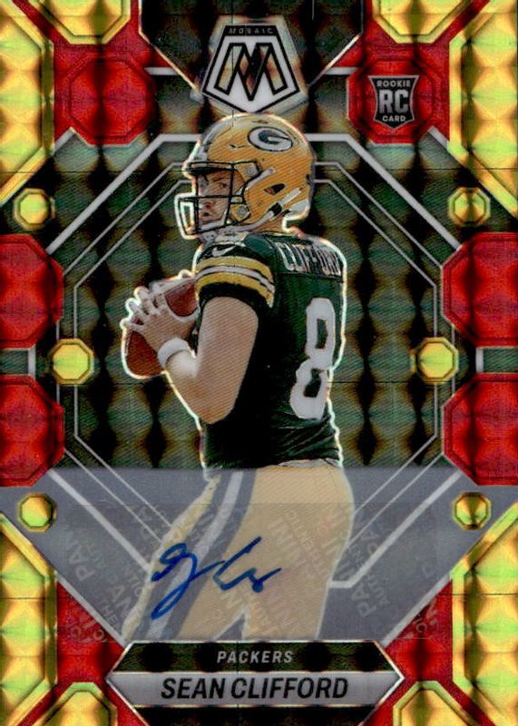 Sean Clifford 2023 Mosaic #361 Rookie Autographs - Choice Fusion Red & Yellow Rookie RAW