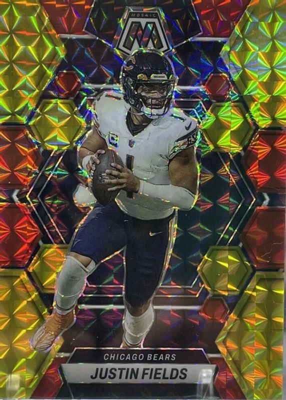 Justin Fields 2023 Mosaic #33 Choice Fusion Red & Yellow /80 SGC 10