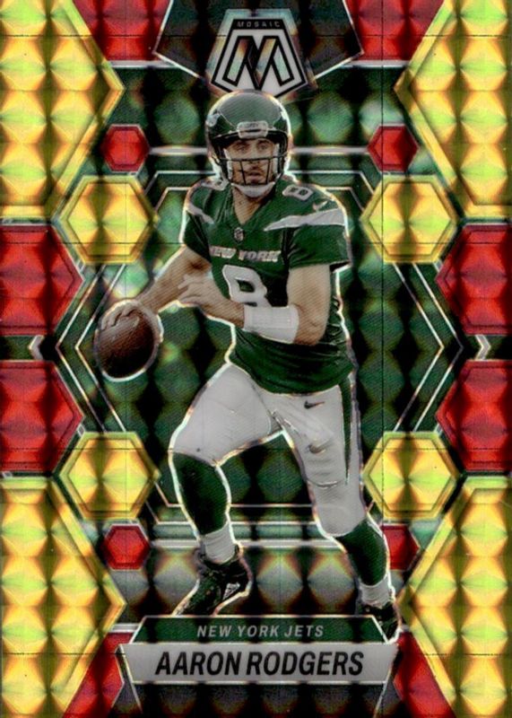 Aaron Rodgers 2023 Mosaic #82 Choice Fusion Red & Yellow /80 PSA 10