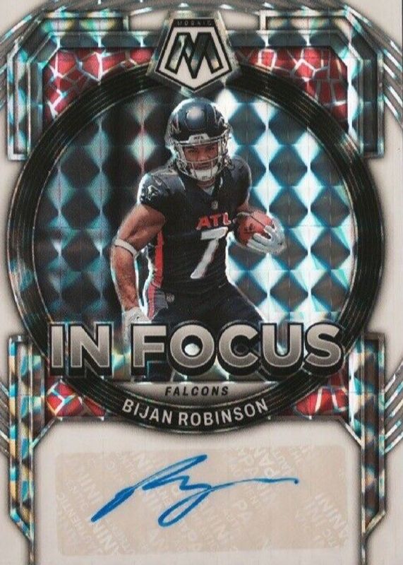 Bijan Robinson 2023 Mosaic #IF-BR In Focus Signatures - White (/25) Rookie SGC 9.5