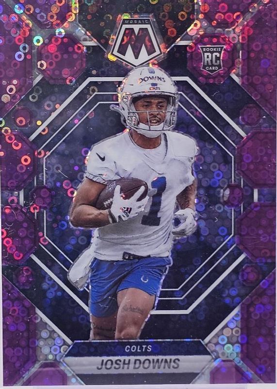 Josh Downs 2023 Mosaic #339 No Huddle Purple /50 Rookie RAW