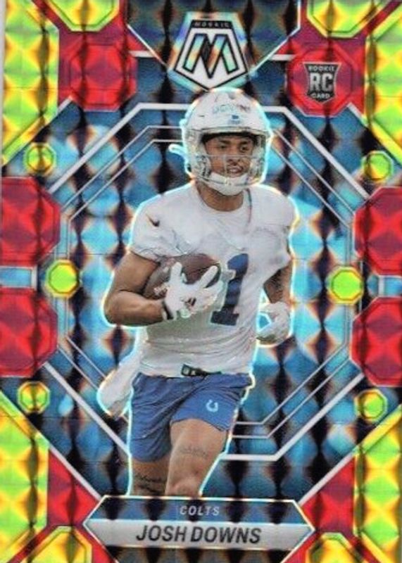 Josh Downs 2023 Mosaic #339 Choice Fusion Red & Yellow /80 Rookie SGC 9.5