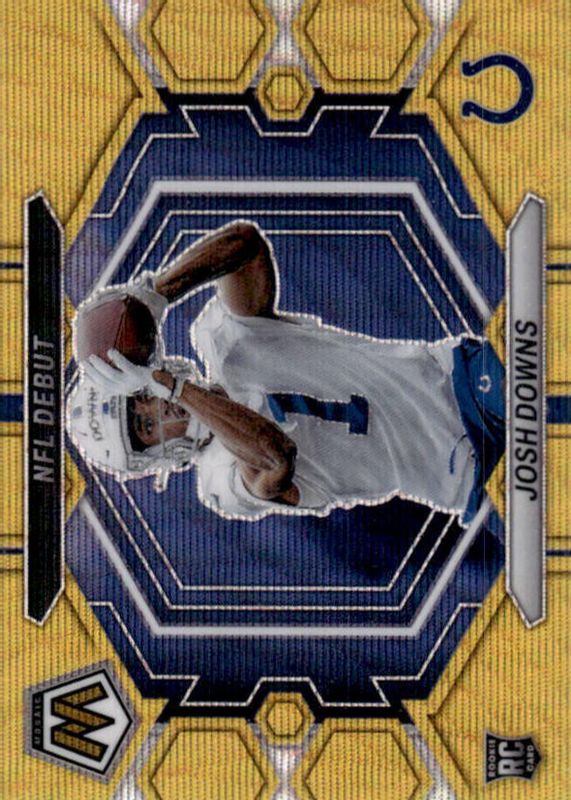 Josh Downs 2023 Mosaic #ND-15 NFL Debut - Gold Wave /17 Rookie RAW