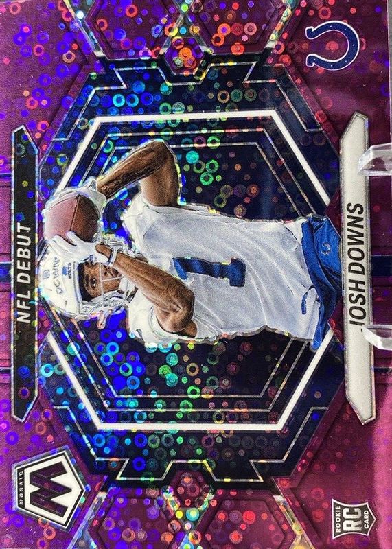 Josh Downs 2023 Mosaic #ND-15 NFL Debut - No Huddle Purple /50 Rookie RAW