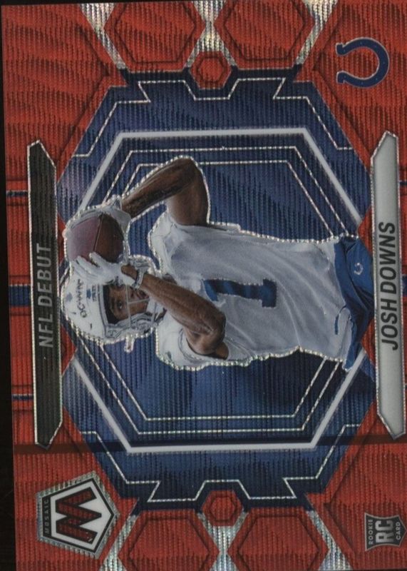 Josh Downs 2023 Mosaic #ND-15 NFL Debut - Red Wave /9 Rookie RAW