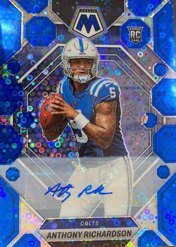 Anthony Richardson 2023 Mosaic #282 Rookie Autographs - No Huddle Blue RAW