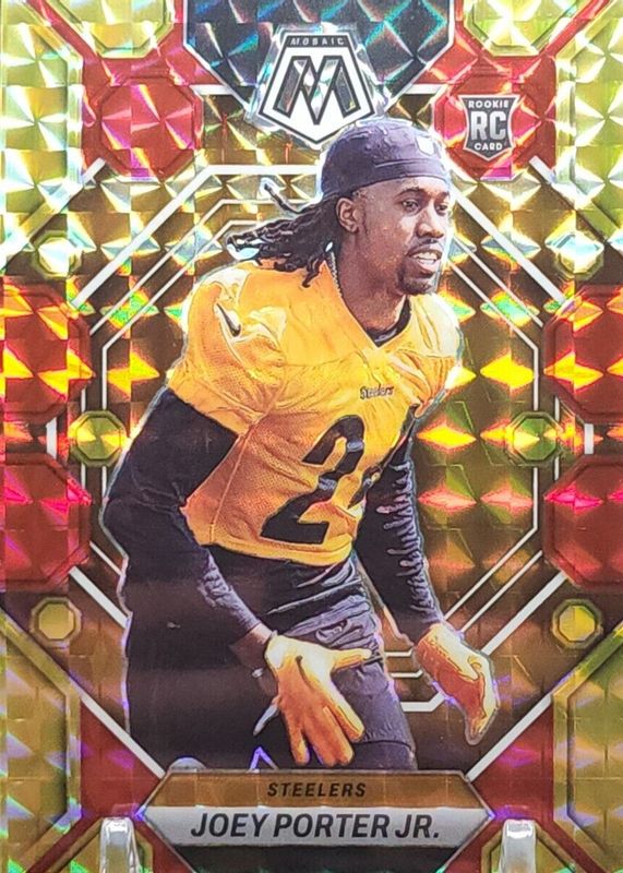 Joey Porter Jr. 2023 Mosaic #335 Choice Fusion Red & Yellow /80 Rookie BGS 9.5