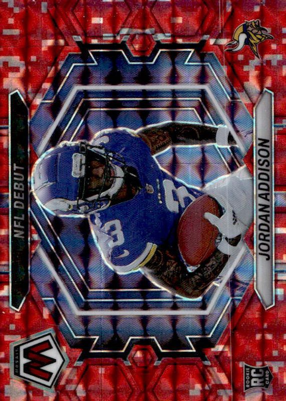 Jordan Addison 2023 Mosaic #ND-14 NFL Debut - Red Camo Rookie PSA 10