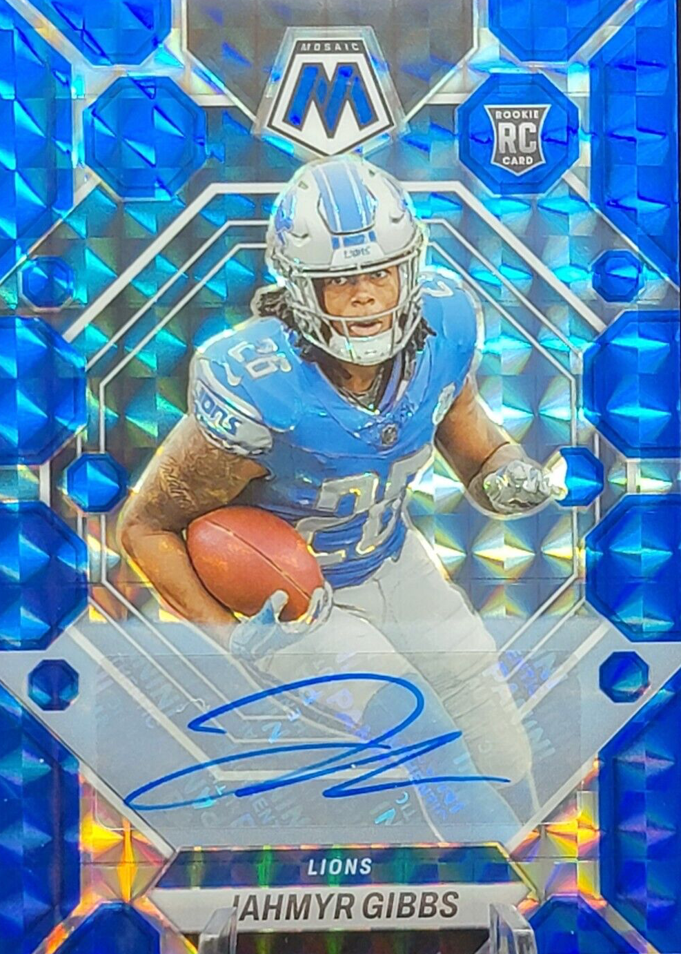 ジョー・ギブソンJr. 青サイン Jahmyr Gibbs Detroit Lions Autographed 2023 Panini Mosaic No