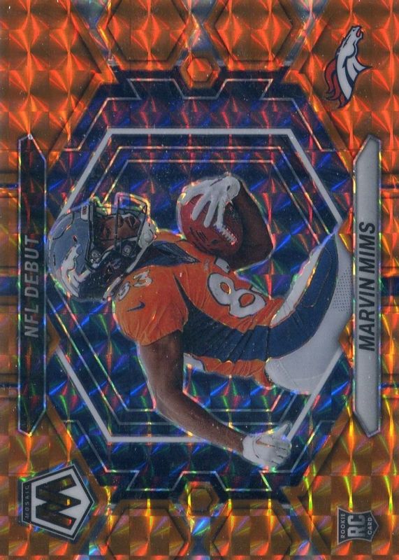 Marvin Mims 2023 Mosaic #ND-13 NFL Debut - Orange /199 Rookie PSA 10