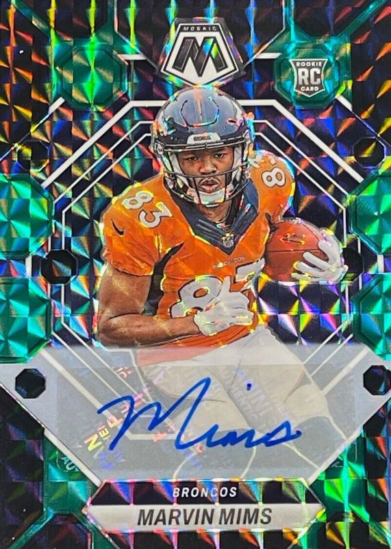 Marvin Mims Jr. 2023 Mosaic #346 Rookie Autographs - Choice Fusion Green & Black /25 RAW