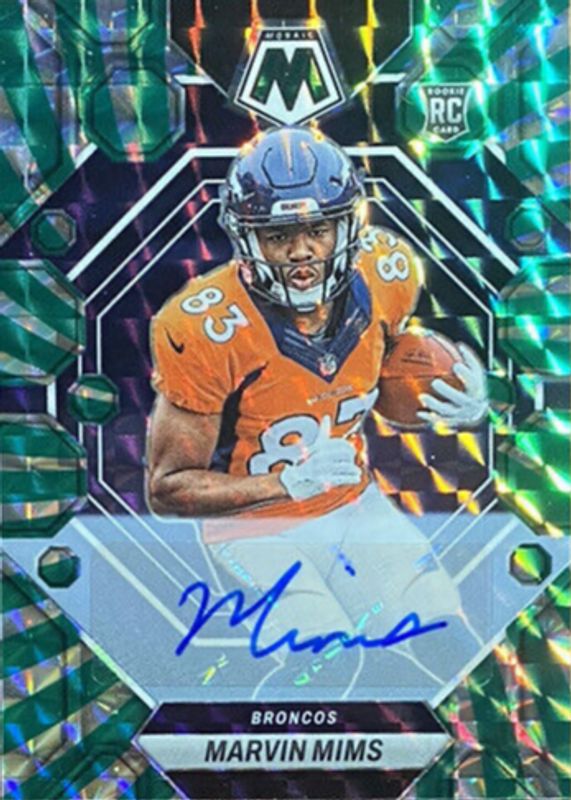 Marvin Mims Jr. 2023 Mosaic #346 Rookie Autographs - Green Swirl /15 RAW