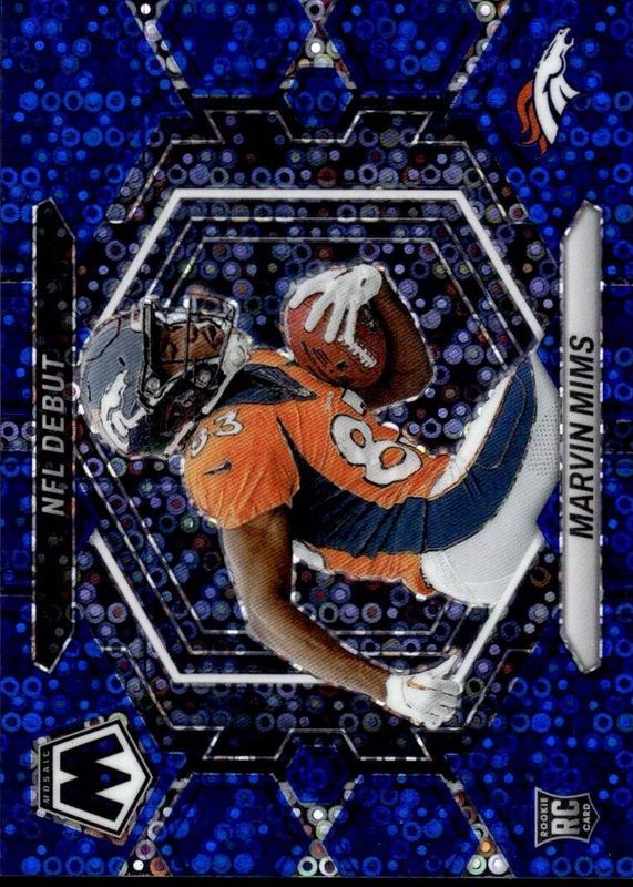 Marvin Mims Jr. 2023 Mosaic #ND-13 NFL Debut - No Huddle Blue /75 Rookie RAW