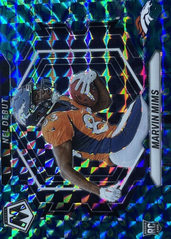Marvin Mims Jr. 2023 Mosaic #ND-13 NFL Debut - Choice Peacock /(SSP) Rookie RAW