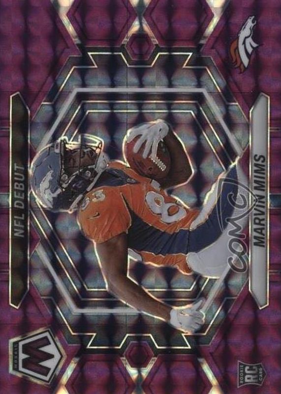 Marvin Mims 2023 Mosaic #ND-13 NFL Debut - Purple /49 Rookie PSA 10