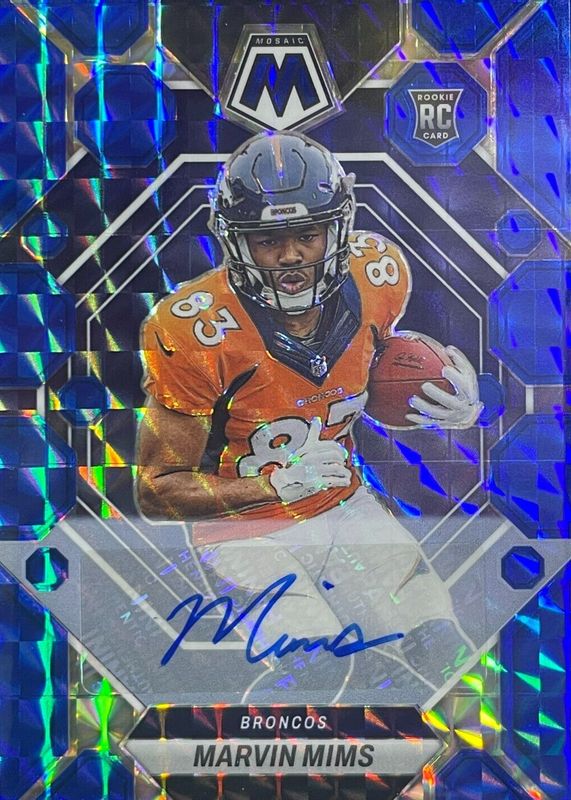 Marvin Mims 2023 Mosaic #346 Rookie Autographs - Blue (/99) PSA 9