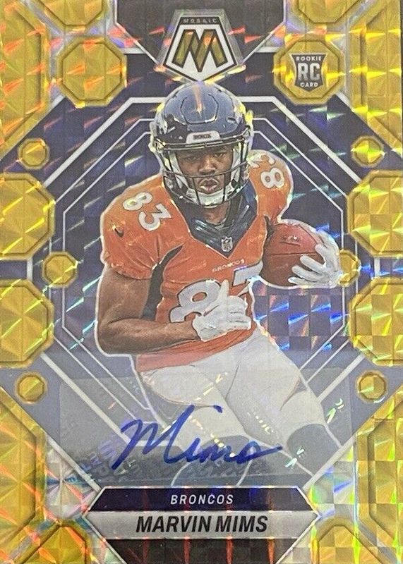 Marvin Mims 2023 Mosaic #346 Rookie Autographs - Gold /10 RAW