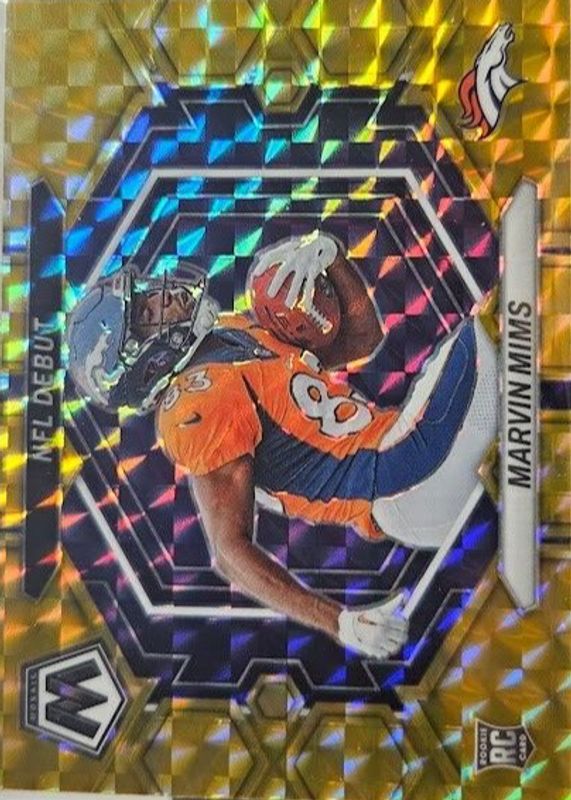 Marvin Mims Jr. 2023 Mosaic #ND-13 NFL Debut - Reactive Yellow Rookie RAW