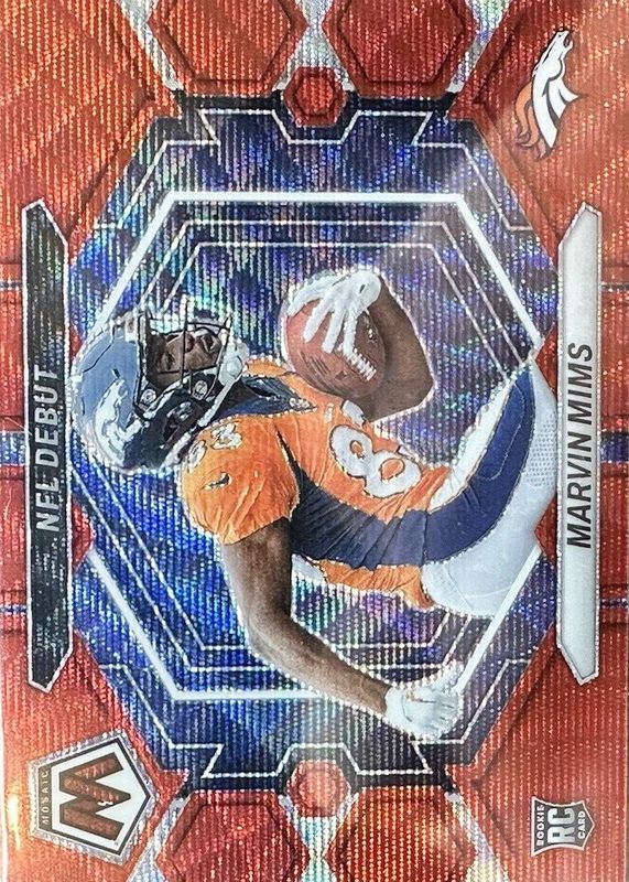 Marvin Mims Jr. 2023 Mosaic #ND-13 NFL Debut - Red Wave /9 Rookie RAW