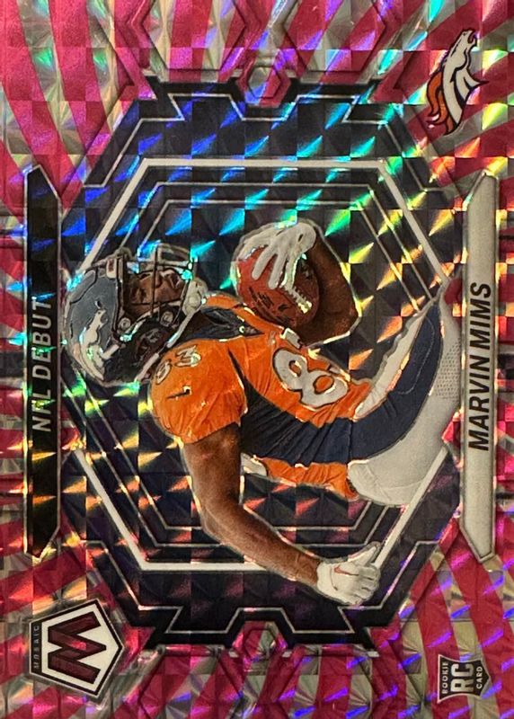 Marvin Mims Jr. 2023 Mosaic #ND-13 NFL Debut - Pink Swirl /11 Rookie RAW