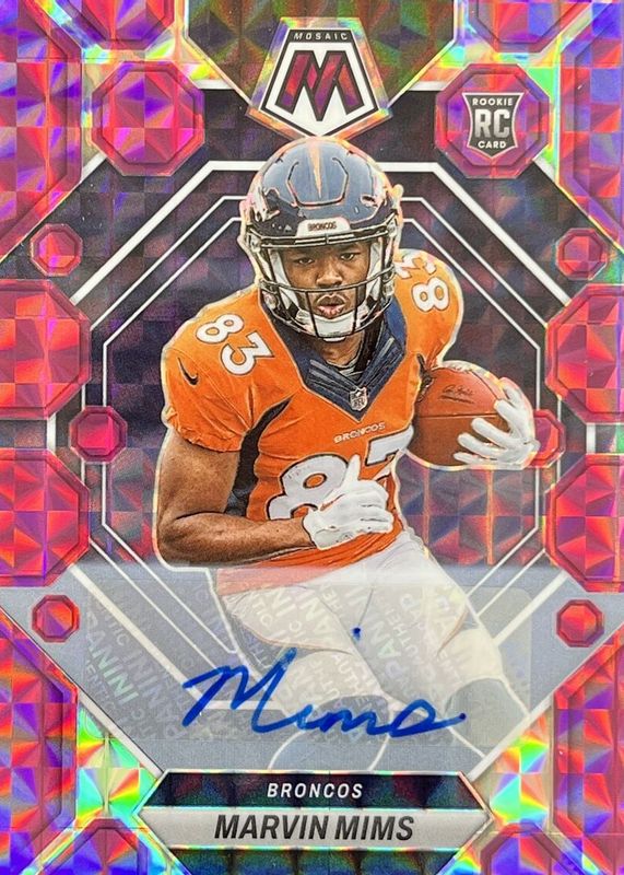 Marvin Mims Jr. 2023 Mosaic #346 Rookie Autographs - Purple (/49) RAW