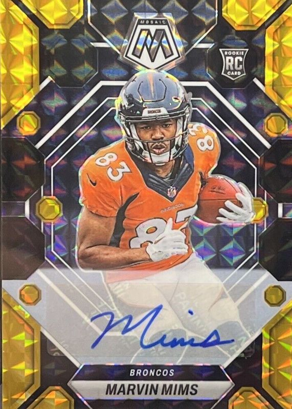 Marvin Mims Jr. 2023 Mosaic #346 Rookie Autographs - Choice Black Gold /8 RAW