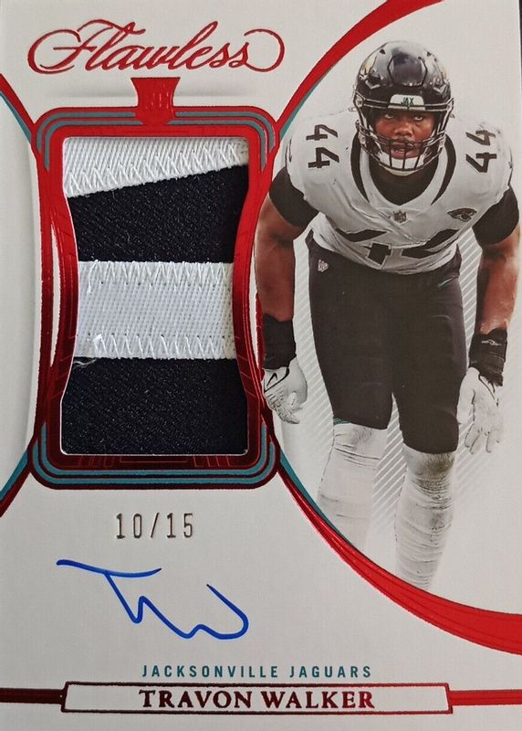 Travon Walker 2022 Flawless #RPA-TW Rookie Patch Auto - Ruby /15 Rookie RAW