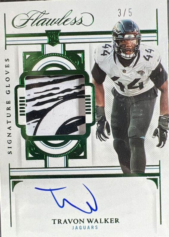 Travon Walker 2022 Flawless #SG-TW Signature Gloves - Emerald /5 Rookie BGS 9.5