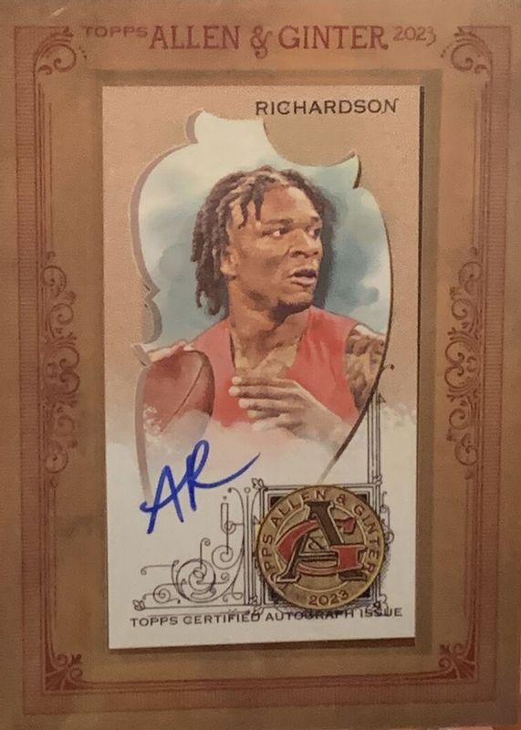 Anthony Richardson 2023 Topps Allen & Ginter #MA-ARI Framed Mini Auto Rookie PSA 9