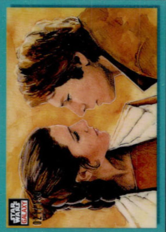 The Princess & The Scoundrel 2023 Topps Chrome Star Wars Galaxy #5 Aqua Refractor /199 RAW